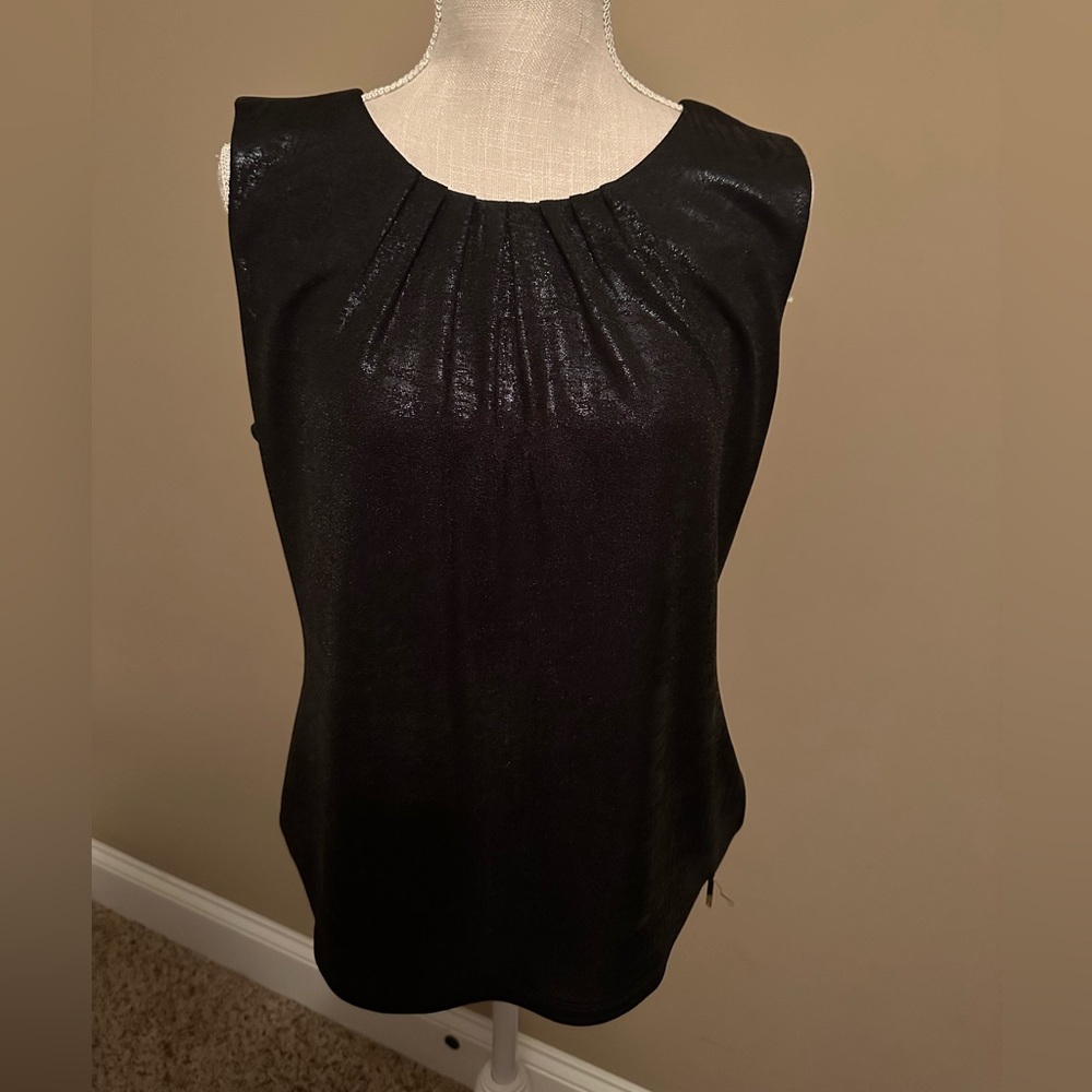 Calvin Klein jersey pleated top.